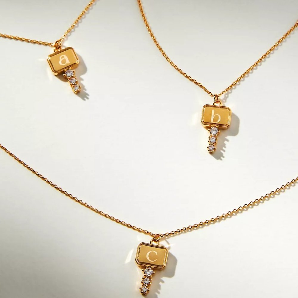 Anthropologie Monogram Key Necklace - Initial D
